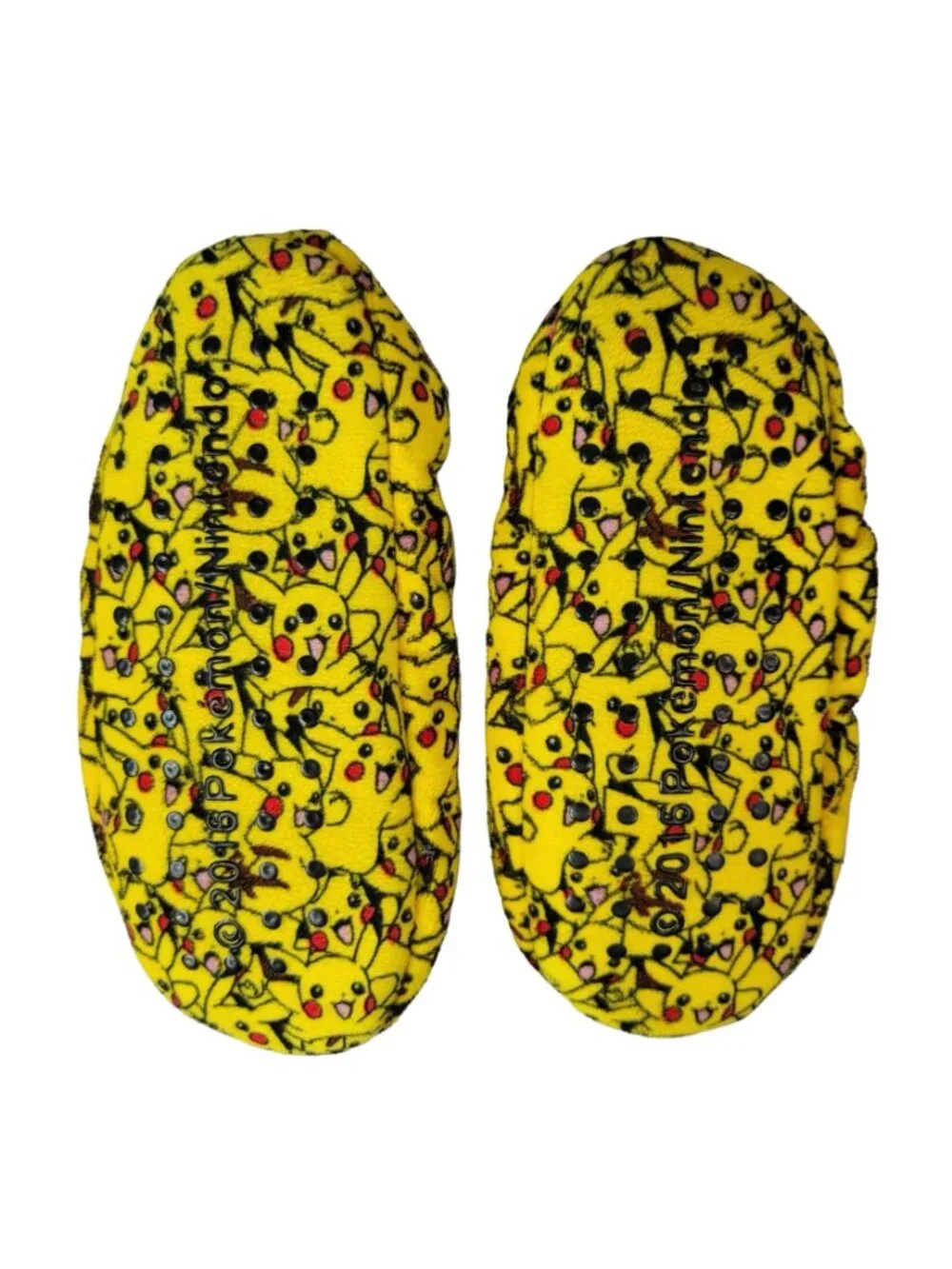 Nintendo Pokemon Pikachu Grippers Slippers Yellow Booties Faux Shearling READ